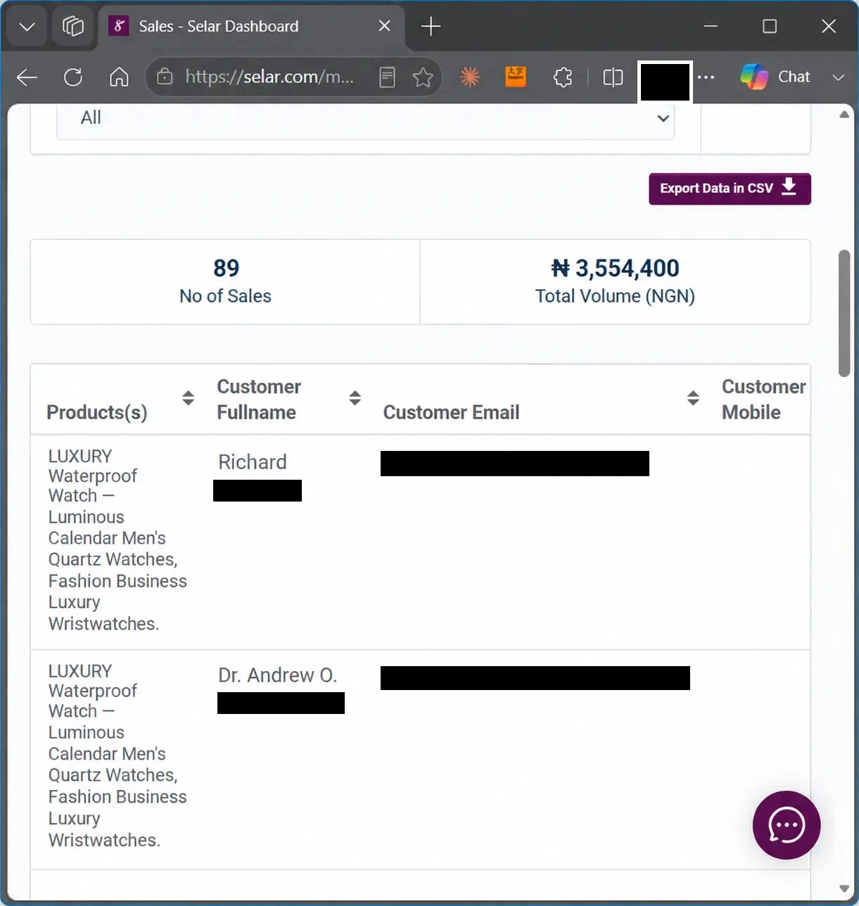 Payment proof on Selar
