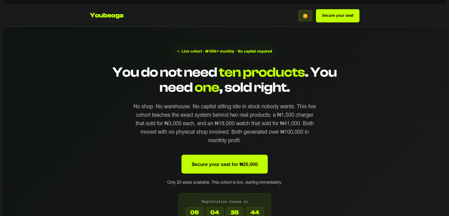 Youbeoga brand page example
